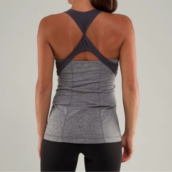 Lululemon Tank Top Sz 4 Gray Twist Back - Picture 2 of 7